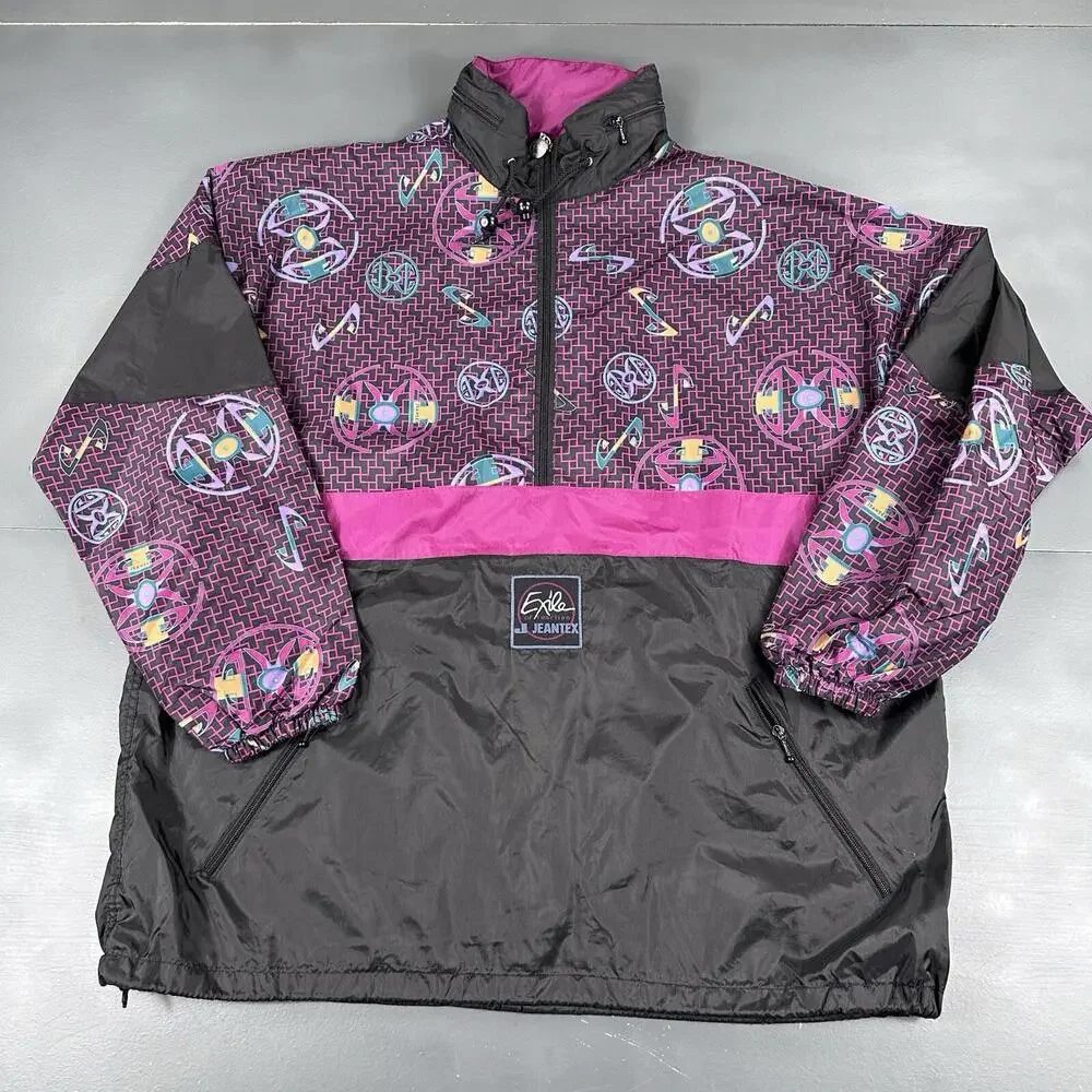VTG Exile Function Jacket Men XL Black Purple Ski Grafitti Gorpcore Street Skate - Picture 2 of 9